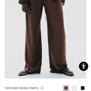 Zara Brown Textured Weave Pants